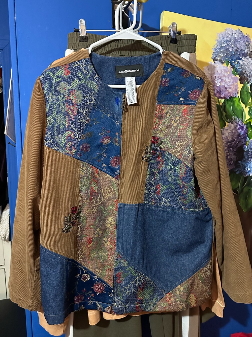 Sag Harbor Vintage Patchwork Jacket Embroidery/Beading size 8